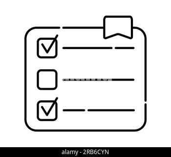 Symbol für schwarze und weiße Vektorlinie der Aufgabenliste Stock Vektor