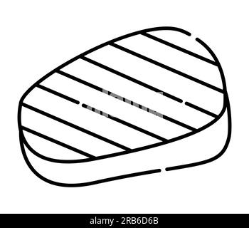 Schwarzweißes Vektorliniensymbol für Fleischsteak Stock Vektor