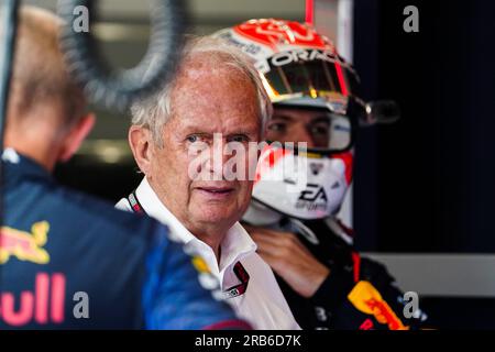 Silverstone, Großbritannien. 07. Juli 2023. Helmut Marko Red Bull während DES FORMEL 1 ARAMCO BRITISH GRAND PRIX 2023 auf dem Silverstone Circuit, Silverstone, Großbritannien am 7. Juli 2023 Credit: Every second Media/Alamy Live News Stockfoto