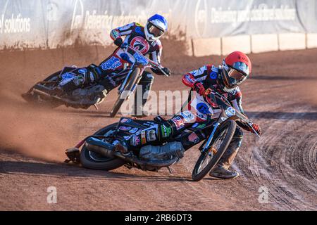 Während des Spiels der National Development League zwischen Belle Vue Colts und Kent Royals im National Speedway Stadium, Manchester, am Freitag, den 7. Juli 2023. (Foto: Ian Charles | MI News) Guthaben: MI News & Sport /Alamy Live News Stockfoto