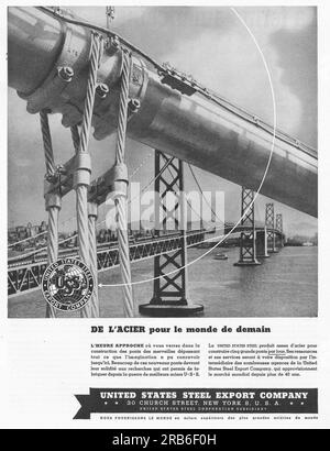 USA Steel, United States Steel Export Company Werbung in einem französischen Magazin 1946 Stockfoto