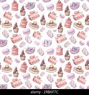 Aquarelle Eiscreme und Cupcakes Stockfoto