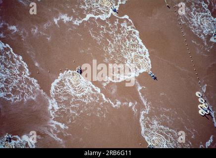 Luftaufnahme des Willamette Falls Kraftwerks Oregon, USA Stockfoto