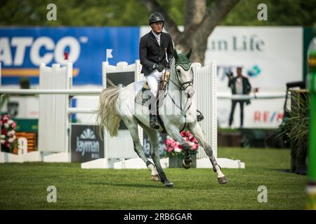 Rupert Carl Winkelmann aus Deutschland nimmt am Rolex North American Grand Prix in Spruce Meadows Teil. Stockfoto