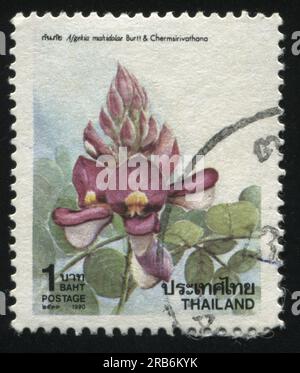 RUSSLAND KALININGRAD, 3. JUNI 2016: Von Thailand gedruckter Stempel zeigt Blume, etwa 1990 Stockfoto