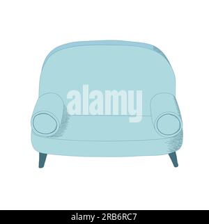 Couch-Flachvektor im Retro-Stil im Cartoon-Stil. Möbel-Ikone im Kritzelstil. Zeichenartikel für das Wohnzimmer. Stock Vektor