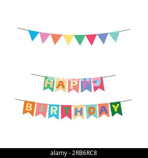 Farbenfroher Banner für die Geburtstagsparty im Cartoon-Stil. Geburtstagsgeschenk im Doodle-Stil. Symbol für das Zeichnen von Hand für das Partykonzept. Stock Vektor