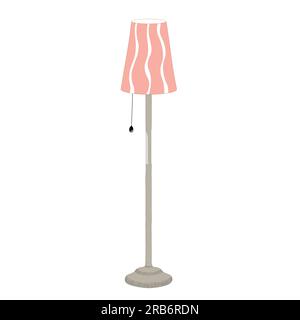 Stehleuchte mit flachem Vektor im Cartoon-Stil. Möbel-Ikone im Kritzelstil. Zeichenartikel für das Wohnzimmer. Stock Vektor