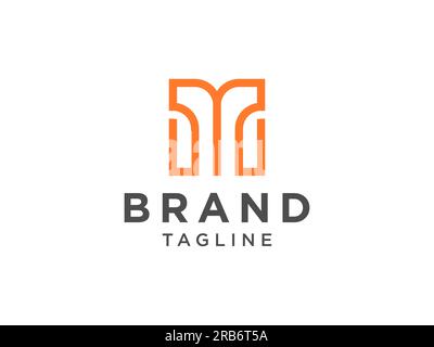 Abstraktes Logo mit dem ersten Buchstaben M. Orangefarbener Origami-Stil mit abgerundeter Linie und Schatten. Designvorlage Für Flat Vector-Logos Stock Vektor