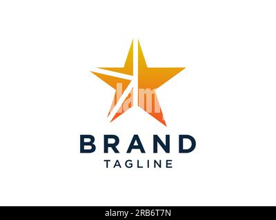 Star-Logo. Gelber geometrischer Stern mit isoliertem negativem Raum auf weißem Hintergrund. Verwendbar für Unternehmens- und Branding-Logos. Design Des Logos Für Flachvektoren Stock Vektor