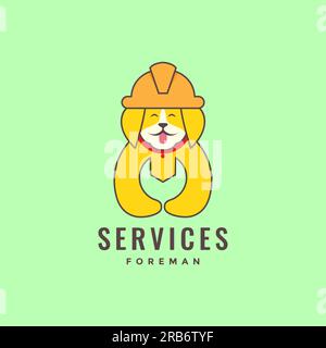 Tiertiere Hund Vorarbeiter Dienstleistungen Schraubenschlüssel Maskottchen Logo Design Vector Stock Vektor