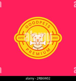 Tiertiere Hundekopf Labrador Retriever Knochen Abzeichen farbenfrohes Logo Vektor-Design Stock Vektor