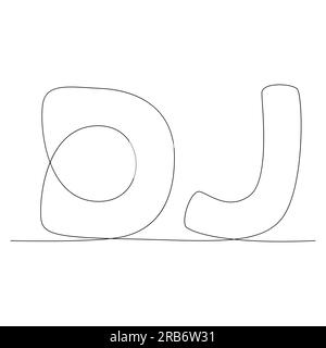 Eine durchgehende Zeile DJ-Wort. Vektorkonzept zur Darstellung dünner Linien. Kontur Zeichnen kreativer Ideen. Stock Vektor