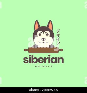 Tiertiere Hund Hündchen sibirisches Husky Maskottchen Koch Koch Logo Design Vektor Stock Vektor