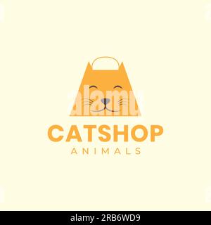 Tiertiere Tierhandlung Tierhandlung Einkaufstasche Maskottchen Cartoon Logo Vektor Stock Vektor