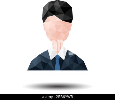 Profilbild des Geschäftsmanns Polygon-Symbol auf weißem Hintergrund Stock Vektor