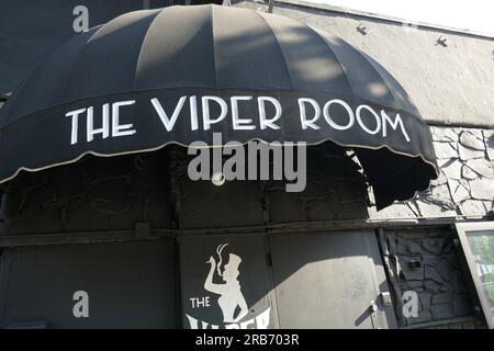 West Hollywood, Kalifornien, USA 7. Juli 2023 The Viper Room am 7. Juli 2023 in West Hollywood, Kalifornien, USA. Der Club soll abgerissen oder neu aufgebaut werden. Ehemaliger Eigentümer von Johnny Depp und River Phoenix starb an diesem Ort, Foto von Barry King/Alamy Stock Photo Stockfoto