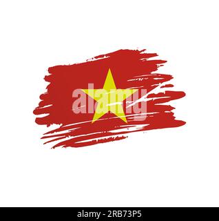 Vietnamflagge - Nationalflagge mit Grunge-kratziger Pinselstriche. Stock Vektor