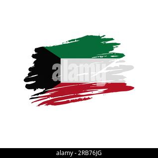 Kuwait-Flagge - Nationalflagge mit Grunge-kratzender Pinselstriche. Stock Vektor