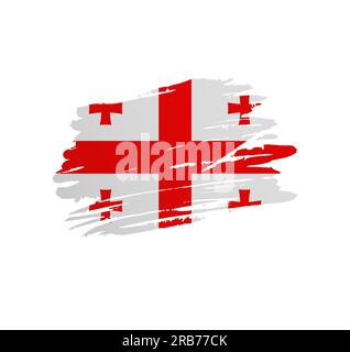Georgia-Flagge - Nationalflagge mit grunge-kratzender Pinselstriche. Stock Vektor