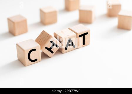 Chat-Text auf den Holzblöcken. internet-Konzept Stockfoto