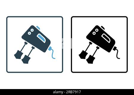 Symbol für elektrischen Mischer. Symbol für Backwaren, Stabmixer, Elektronik. Solides Icon-Design. Einfache Vektorkonstruktion editierbar Stock Vektor