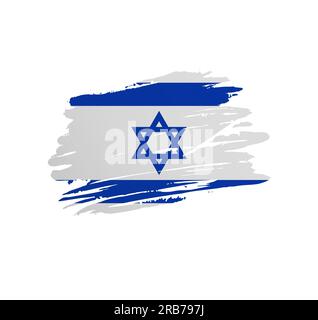 Israelische Flagge - Nationalflagge mit grunge-kratziger Pinselstriche. Stock Vektor