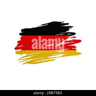 Deutsche Flagge - Nationale Vektorlandflagge in grunge-kratziger Pinselstriche gequetscht. Stock Vektor