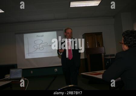 Vortrag auf dem WeltAIDS-Welttag zur Innenmarkierung Stockfoto