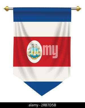 Costa Rica Flagge oder Wimpel isoliert auf weiß Stock Vektor