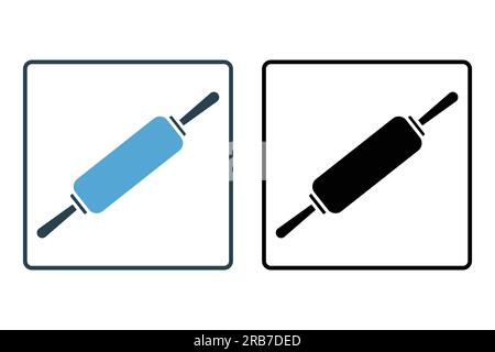 Rollstift-Symbol. Symbol für das Element „Bäckerei“, „Koch“, „Küche“. Solides Icon-Design. Einfache Vektorkonstruktion editierbar Stock Vektor