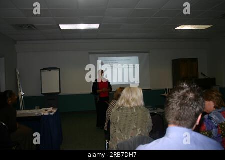 Vortrag auf dem WeltAIDS-Welttag zur Innenmarkierung Stockfoto