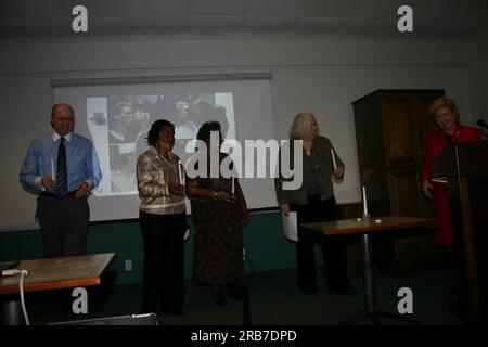 Vortrag auf dem WeltAIDS-Welttag zur Innenmarkierung Stockfoto