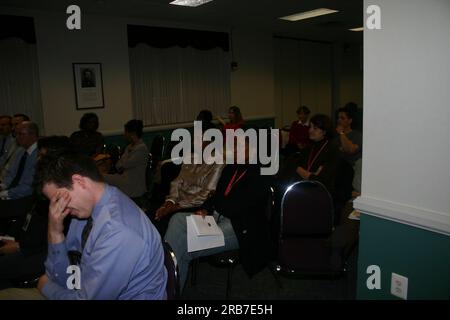 Vortrag auf dem WeltAIDS-Welttag zur Innenmarkierung Stockfoto