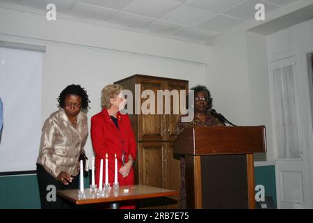 Vortrag auf dem WeltAIDS-Welttag zur Innenmarkierung Stockfoto