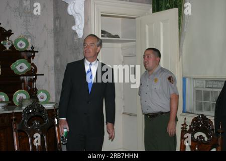 Besuch des designierten Generalsekretärs Dirk Kempthorne und Gehilfen für Ausflüge nach New York City, New York, Gespräche mit Mitarbeitern des National Park Service an Orten wie dem Theodore Roosevelt Birthplace National Historic Site Stockfoto