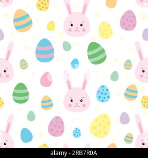 Ostermuster mit bunten Eiern und Kaninchen. Stock Vektor