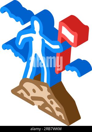 Vektordarstellung des oberen isometrischen Symbols des Flaggenbergs Stock Vektor