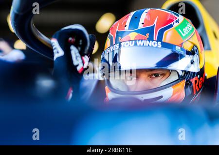 Silverstone, Großbritannien. 07. Juli 2023. HAUGER Dennis (NOR), MP Motorsport, Dallara F2, Portrait während der 8. Runde der FIA Formula 2 Championship 2023 vom 7. Bis 9. Juli 2023 auf dem Silverstone Circuit in Silverstone, Vereinigtes Königreich Kredit: Independent Photo Agency Srl/Alamy Live News Stockfoto