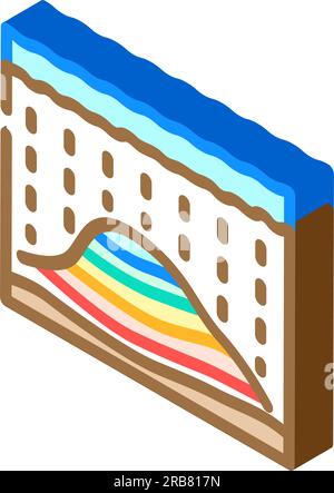 Simulation des Ölbehälters Petroleum Engineer isometrische Symbolvektordarstellung Stock Vektor