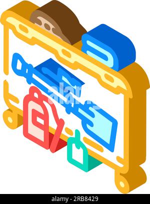 Kit zur Reaktion auf Ölundichtigkeiten, Petrochemiker, Isometrische Symbolvektordarstellung Stock Vektor