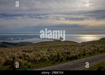 Richmond Hill ist ein hügeliger Vorort über Sumner in Christchurch, Neuseeland. Stockfoto