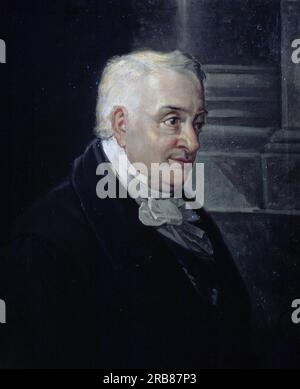 QUINTANA, MANUEL JOSE. ESCRITOR Y POLITICO ESPAÑOL . MADRID 1772-1857. OLEO DE M . F . CARPIO. ATENEO DE MADRID. Stockfoto