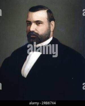 RIVERO, NICOLAS MARIA. POLITIO ESPAÑOL . TROTTEL DE LA FRONTERA 1814 - 1878. OLEO DE P . SANCHEZ BLANCO. AUTOR: PEDRO SANCHEZ BLANCO. Stockfoto