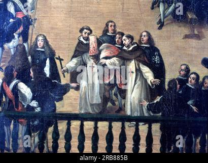 RIZI, FRANCISCO. PINTOR ESPAÑOL . MADRID 1614 - 1685. " AUTO DE FE EN LA PLAZA MAYOR DE MADRID , 1683 " ( DETALLE ). MUSEO DELPRADO. MADRID. INQUISICION. Stockfoto