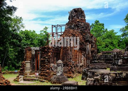 Überreste von Hindu-Tempeln im My Son Sanctuary, einem UNESCO-Weltkulturerbe in Vietnam. Stockfoto