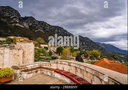 Blick von Schloss Kruje, Kruje Albanien, Skanderbeg Museum, Albanien, Europa Stockfoto