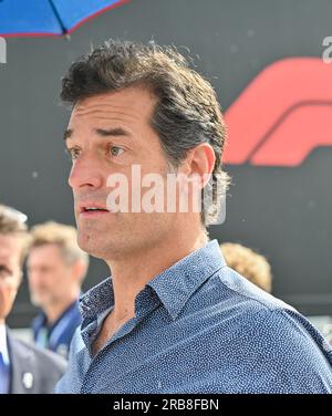 Towcester, Großbritannien. 08. Juli 2023. Silverstone, Towcester, Northamptonshire, Großbritannien, am 08 2023. Juli. Mark Webber im Paddock während des Formel 1 Aramco British Grand Prix in Silverstone, Towcester, Northamptonshire, Großbritannien am 08 2023. Juli. Kredit: Francis Knight/Alamy Live News Stockfoto