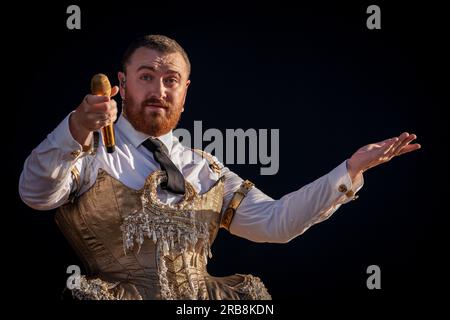 Madrid, Spanien. 07. Juli 2023. Sam Smith, britischer Sänger und Songwriter, tritt am zweiten Tag des Mad Cool Festivals 2023 in Villaverde, Madrid, auf. Kredit: SOPA Images Limited/Alamy Live News Stockfoto