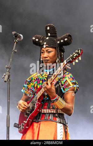 Enghien, Belgien, 7. Juli 2023. Konzert von Fatoumata Diawara auf dem LaSemo Festival Stockfoto